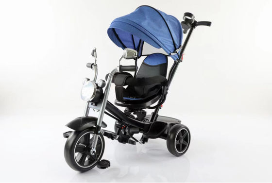 Healthy Kids Tricycle Bike Stroller With Covered And Light Music Rotating Seat